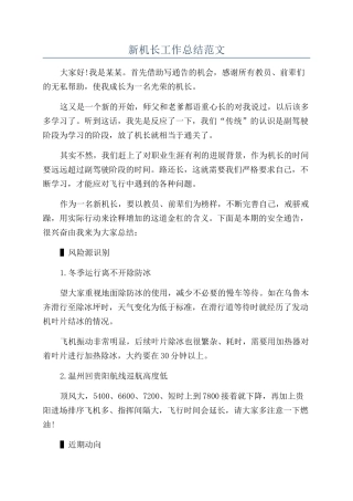 新机长工作总结范文