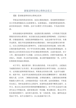 新版教师培训心得体会范文