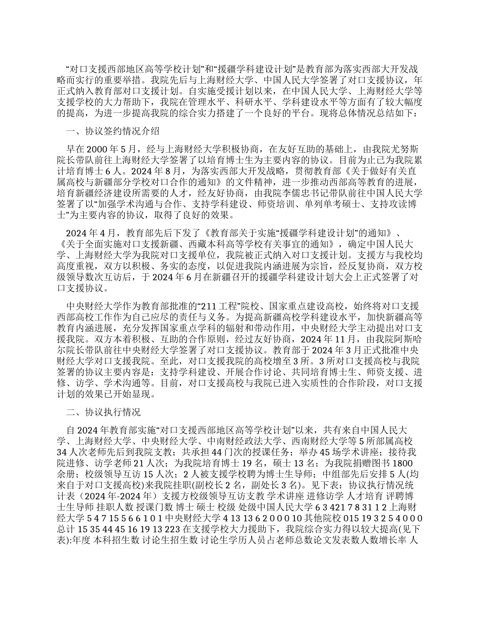 新疆财经学院对口支援工作总结_第1页