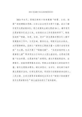 新街口街道楼宇党员志愿者服务队简介