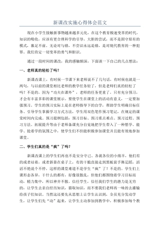 新课改实施心得体会范文