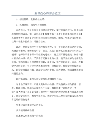 新课改心得体会范文