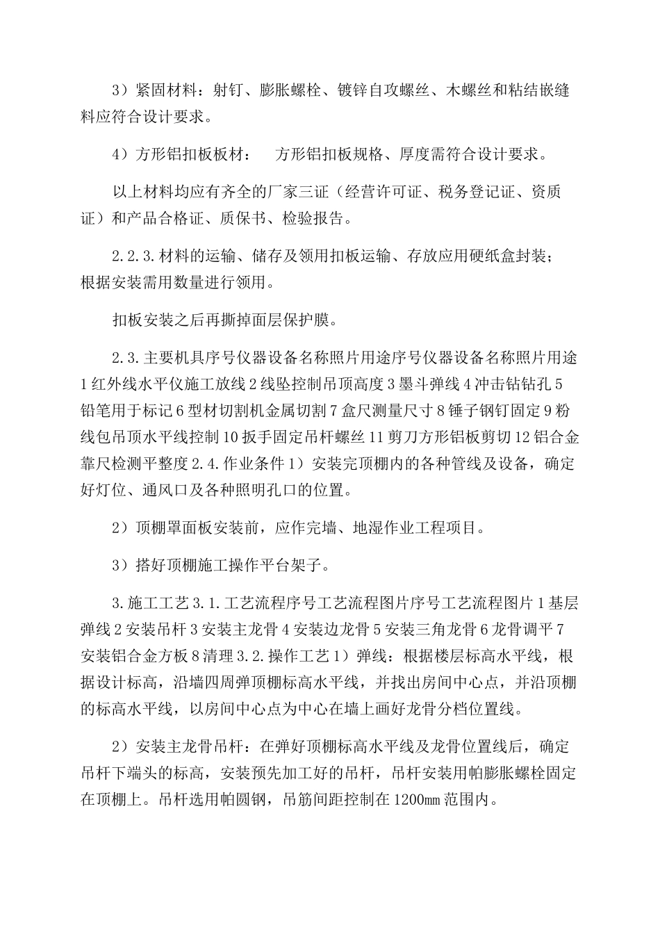 方形铝扣板吊顶施工工艺标准（附示意图）_第2页