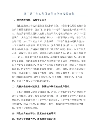 施工队工作心得体会范文例文投稿合集