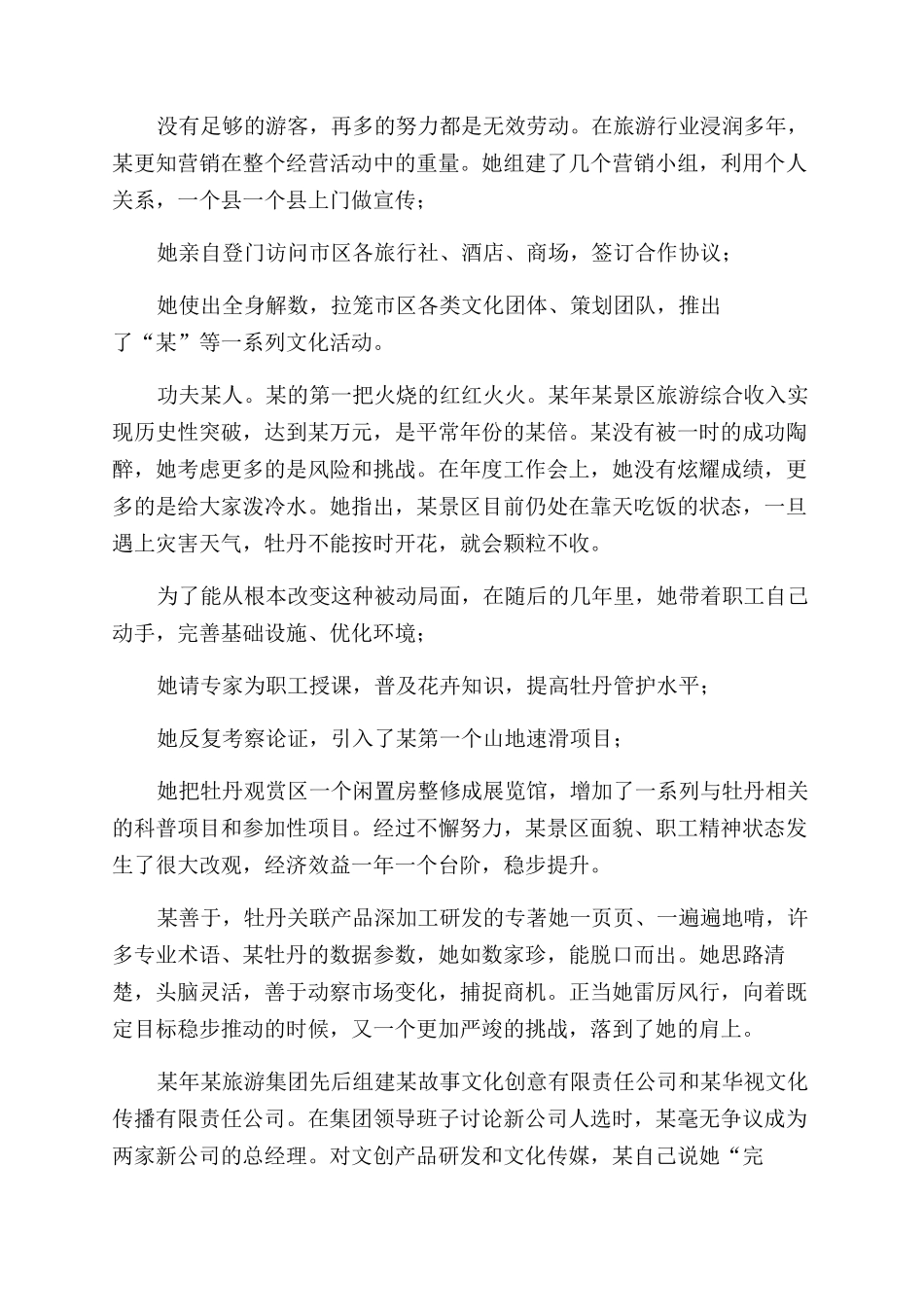 旅游集团分公司经理个人事迹材料_第2页