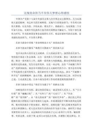 无愧使命担当不负伟大梦想心得感悟