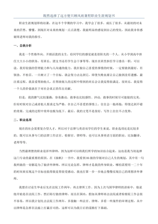 既然选择了远方便只顾风雨兼程职业生涯规划书