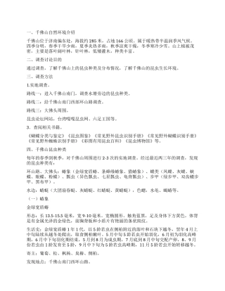 昆虫种类调查报告