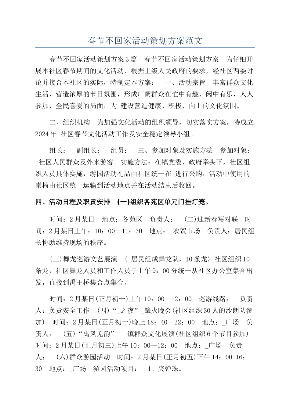 春节不回家活动策划方案范文_第1页