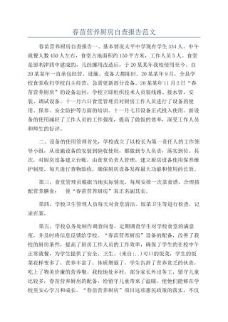 春苗营养厨房自查报告范文