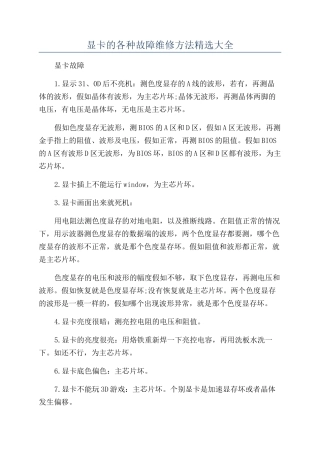 显卡的各种故障维修方法精选大全