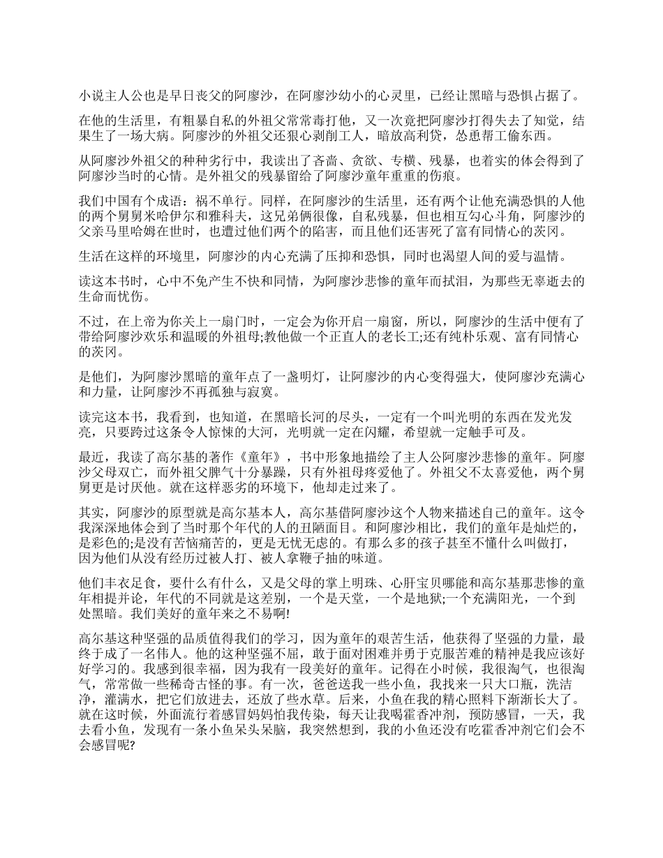 暑假《童年》读后感_第1页
