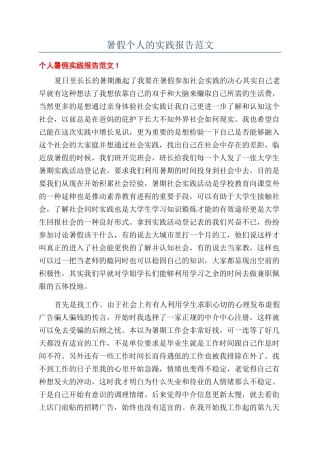 暑假个人的实践报告范文