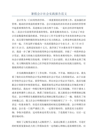 暑假会计社会实践报告范文