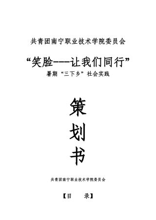 暑假实践策划书参考1