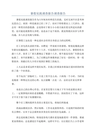 暑假实践调查报告调查报告