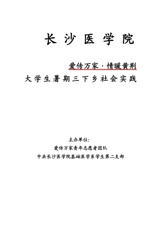 暑假实践策划书参考2