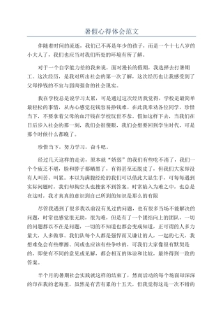 暑假心得体会范文