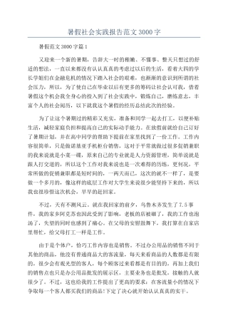 暑假社会实践报告范文3000字