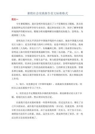 暑假社会实践报告范文标准格式