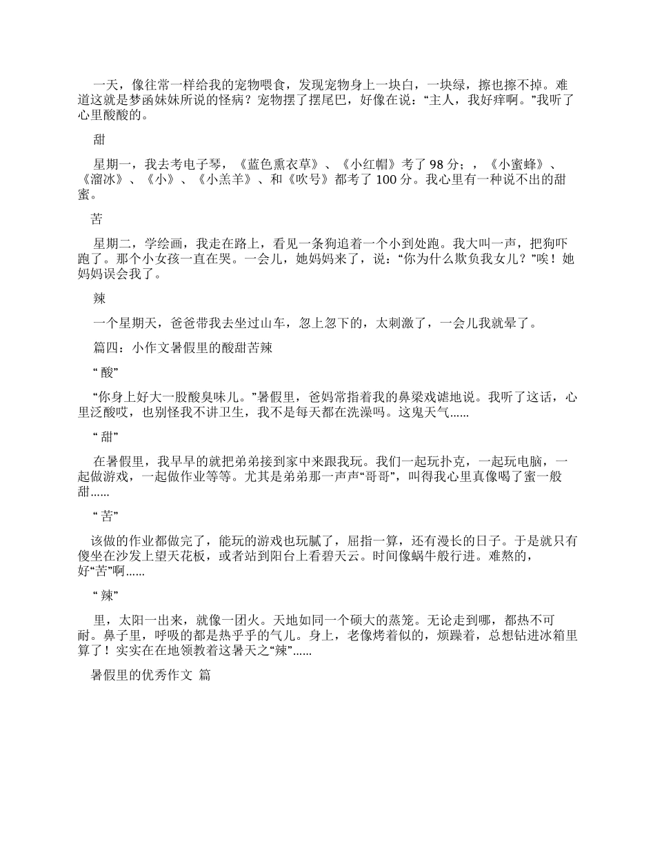 暑假里酸甜苦辣优秀作文2024_第3页