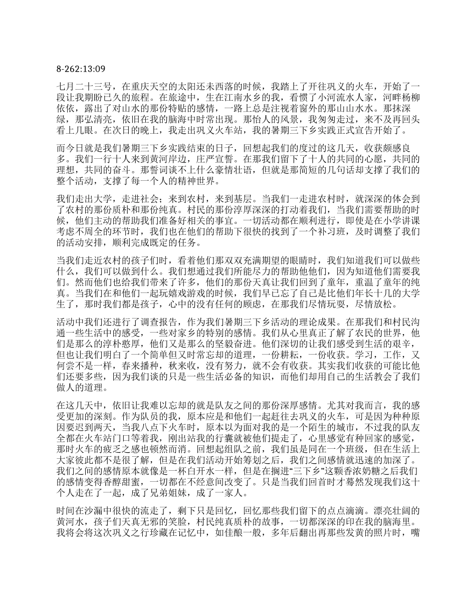 暑期三下乡实践报告总结追忆黄河岸堤_第1页