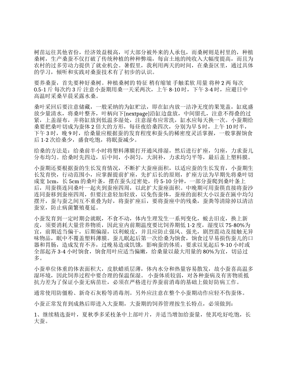 暑期桑蚕养殖实践报告_第1页