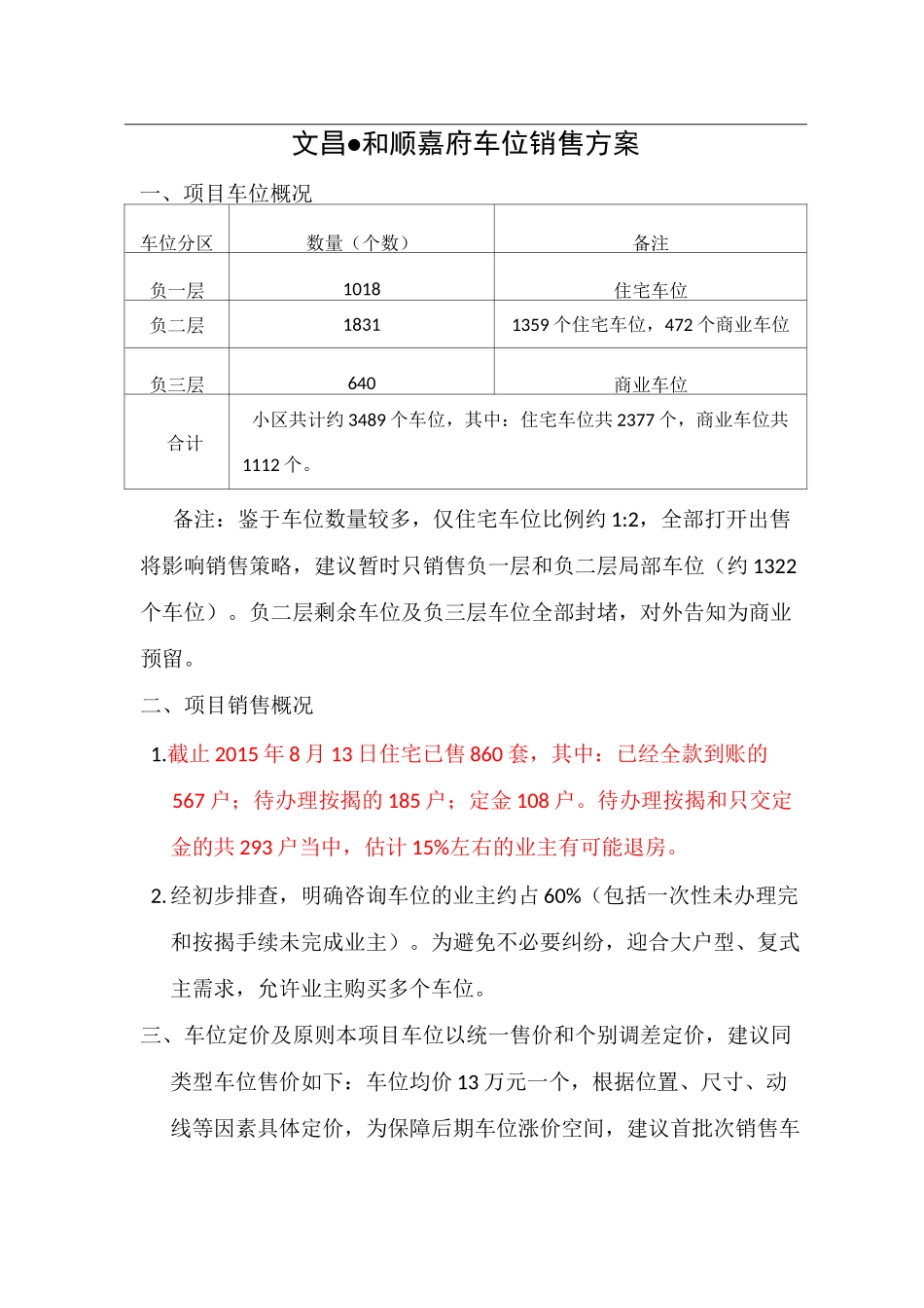 车位销售方案52093_第1页