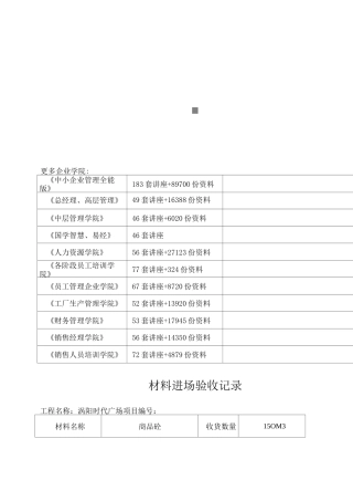 工程材料进场验收记录表