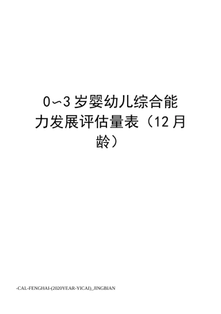 0～3岁婴幼儿综合能力发展评估量表(12月龄)