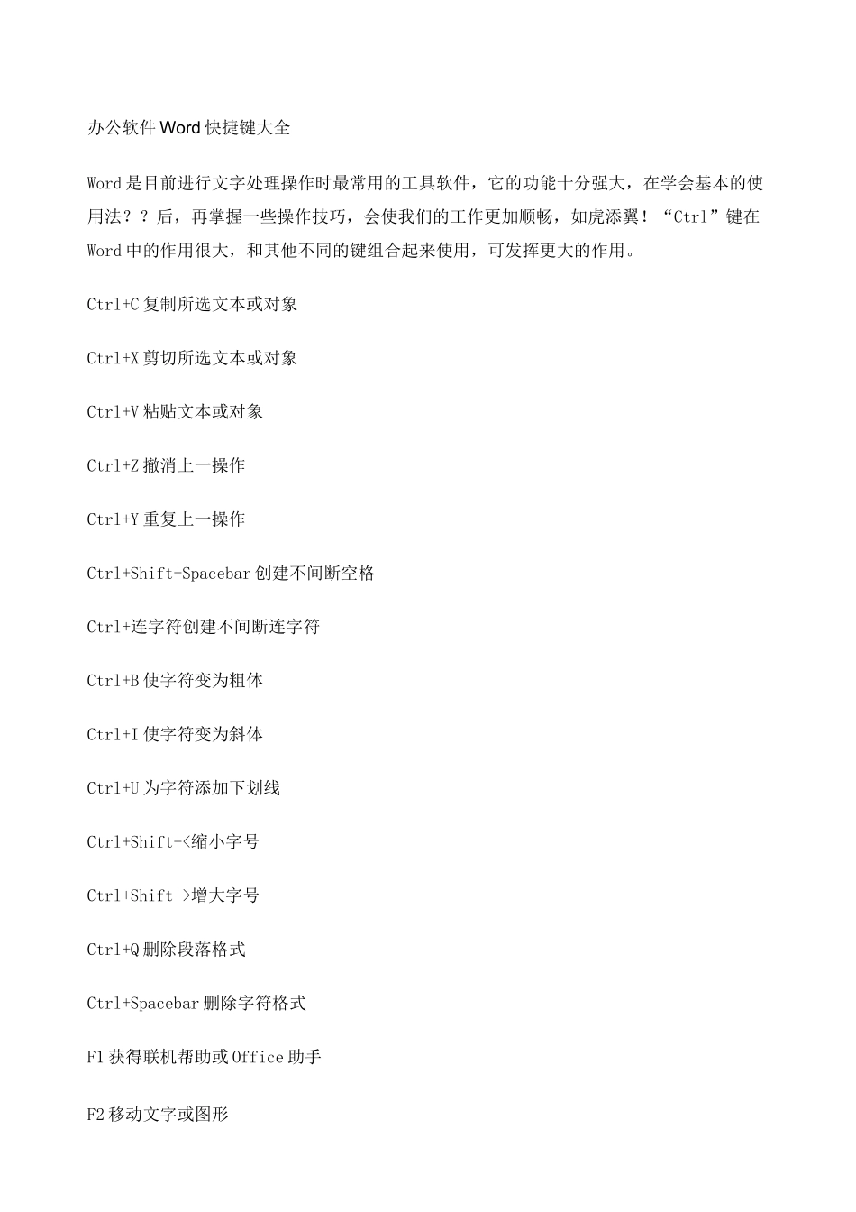 办公软件快捷键大全_第1页
