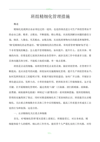 班组精细化管理措施