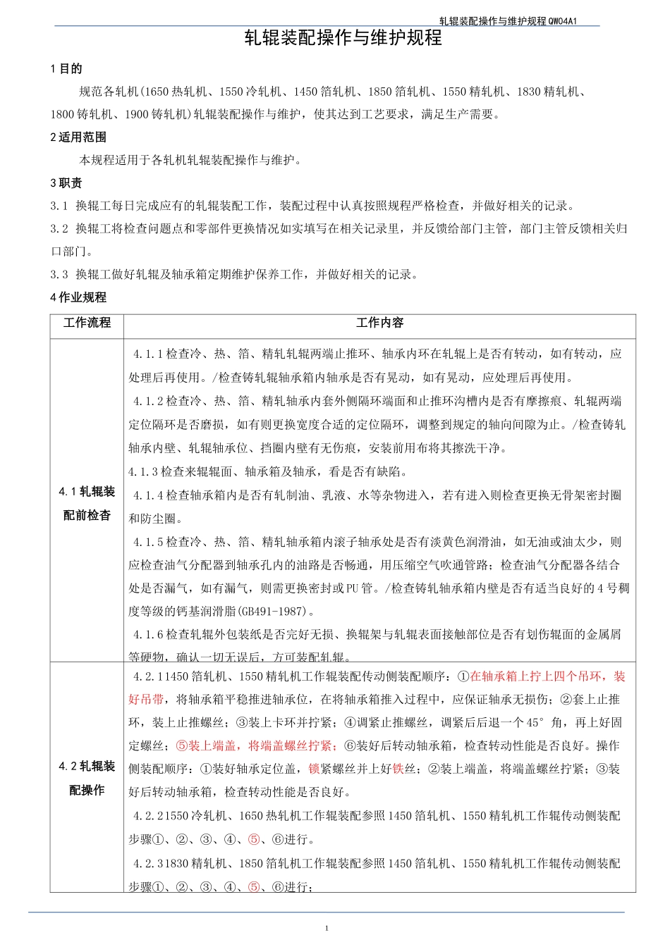 轧辊装配操作与维护规程_第2页
