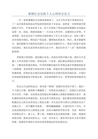 暑期社会实践个人心得体会范文