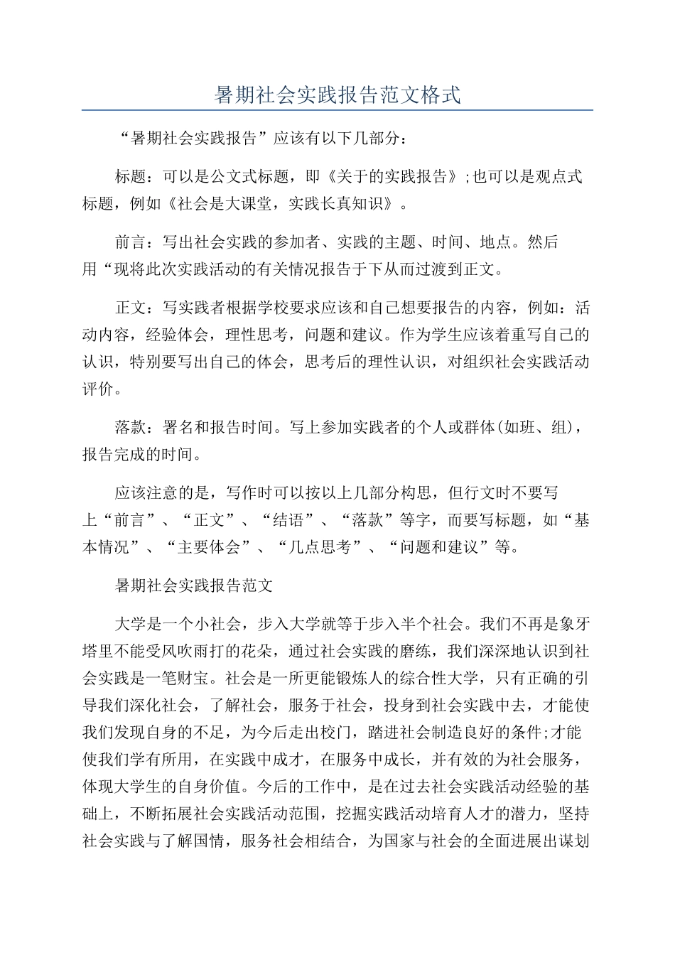 暑期社会实践报告范文格式_第1页