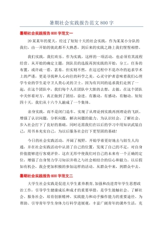 暑期社会实践报告范文800字