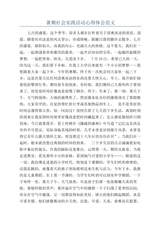 暑期社会实践活动心得体会范文