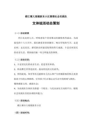 暑期社会实践队文体组活动总策划