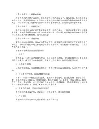 暴利返乡创业项目