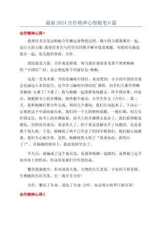 最新2024合作精神心得随笔6篇