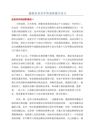 最新业务员年终述职报告范文