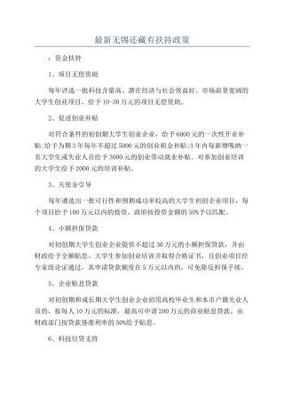 最新无锡还藏有扶持政策