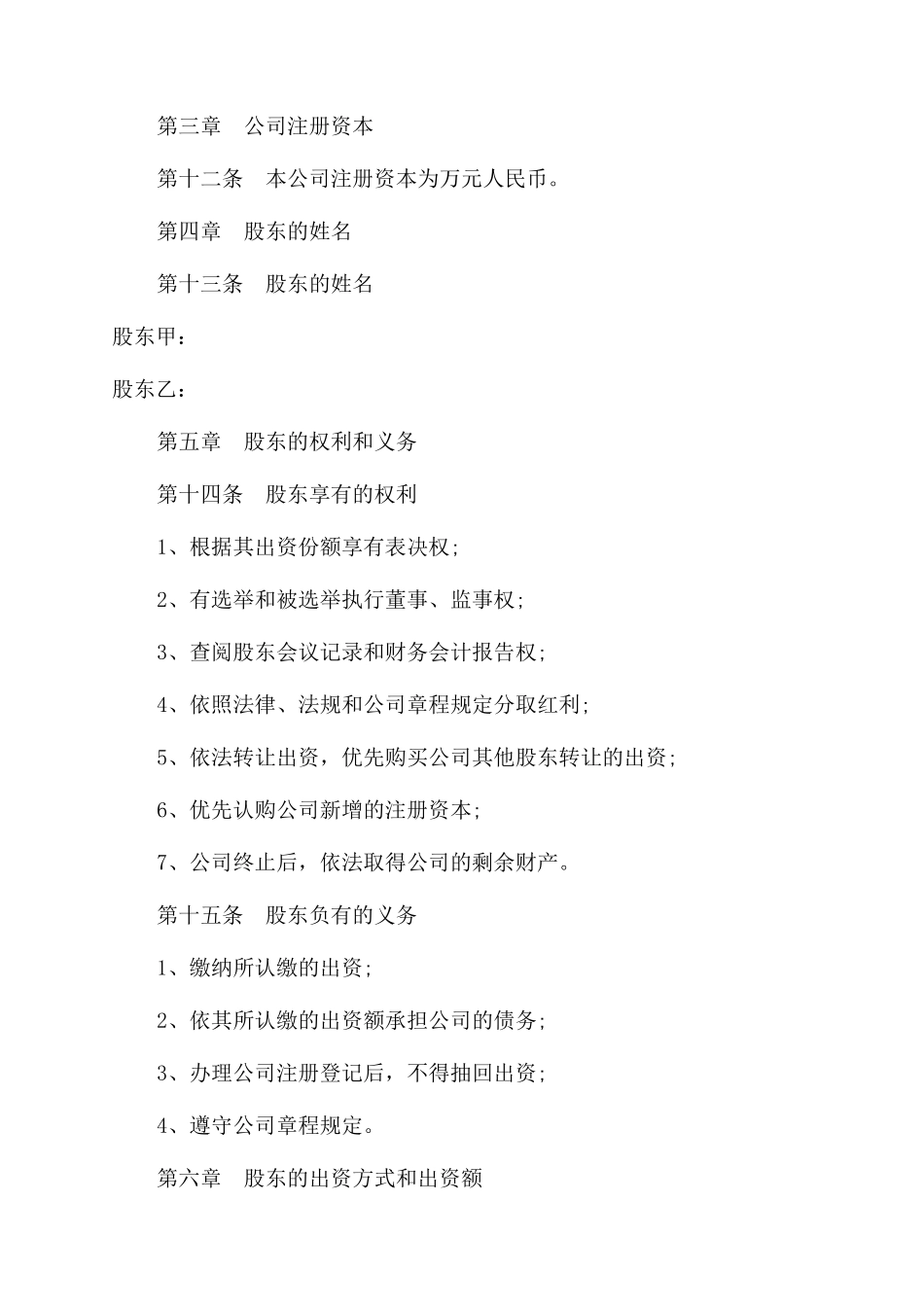 最新版一人有限公司章程_第2页