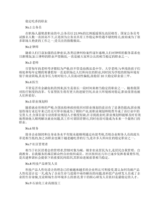 最稳定最吃香的十大职业盘点