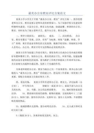 最美办公室教室评比方案范文