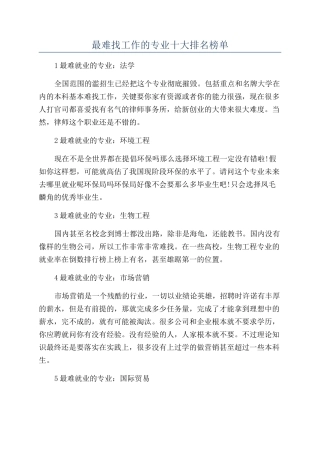 最难找工作的专业十大排名榜单