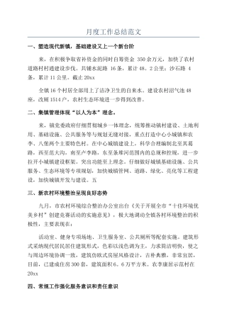 月度工作总结范文
