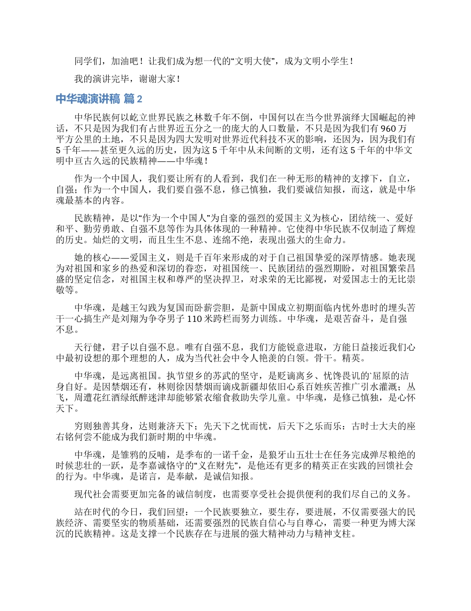 有关中华魂演讲稿模板汇总七篇_第2页