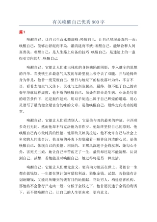 有关唤醒自己优秀800字