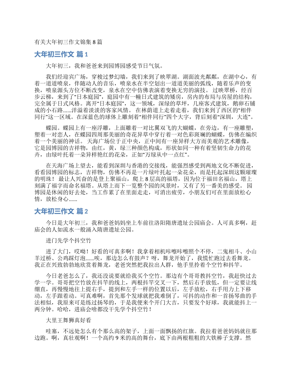 有关大年初三作文锦集8篇_第1页
